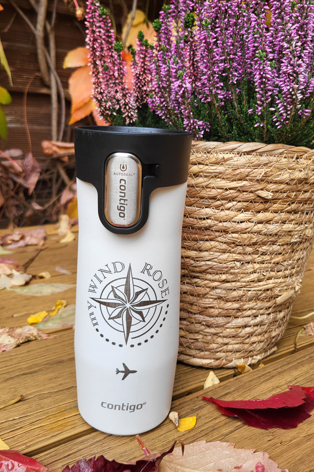 Kubek termiczny Contigo 470 ml z lotniczym grawerem myWindRose – prezent dla pilota – zdjęcie 8